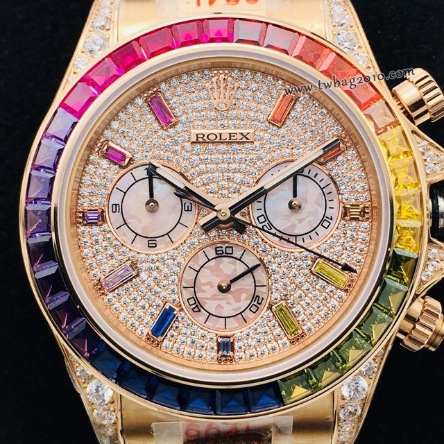 勞力士男士手錶 Rolex宇宙計型彩虹迪通拿腕表 密鑲鑽石字面  gjs2289